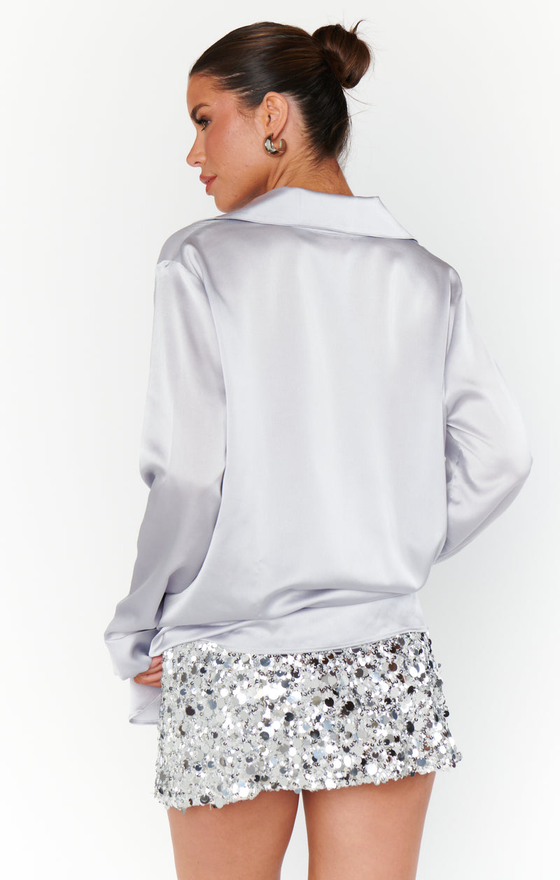 Show Me Your Mumu Smith Button Down Luxe Satin