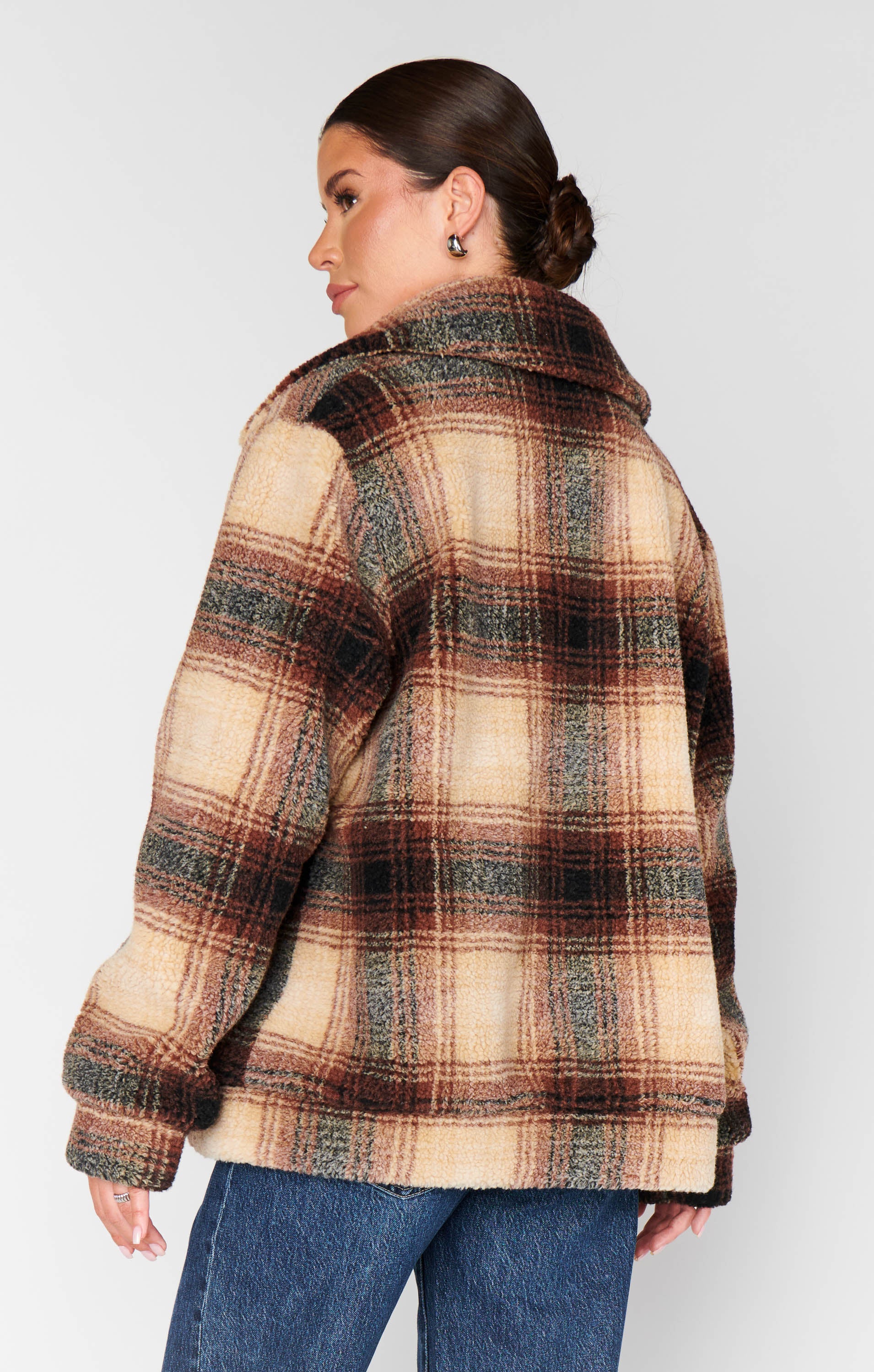Show Me Your Mumu Hunter Jacket Homestead Faux Sherpa Plaid