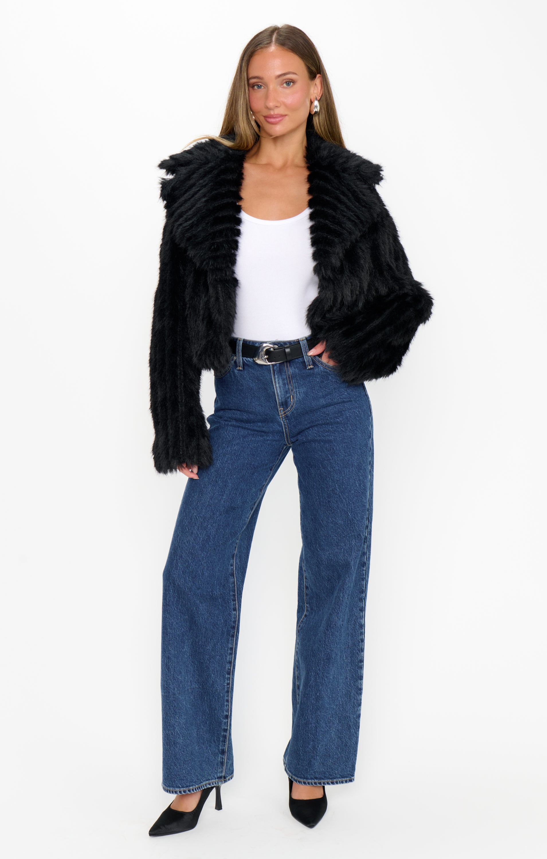 Show Me Your Mumu Salt Lake City Cropped Jacket Black Faux Fur*SEPTEMBER PRE-ORDER*