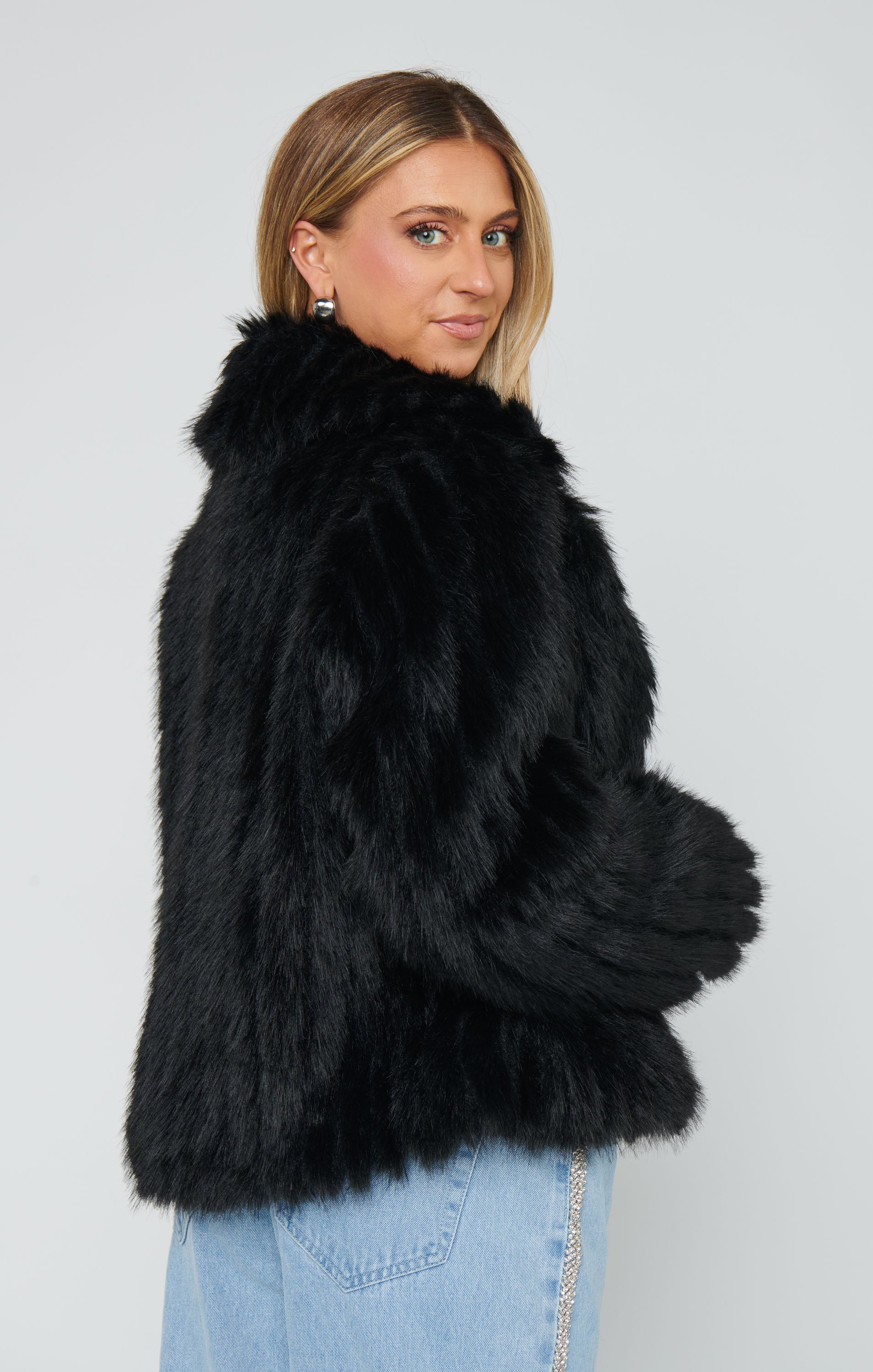Show Me Your Mumu Salt Lake City Cropped Jacket Black Faux Fur*SEPTEMBER PRE-ORDER*