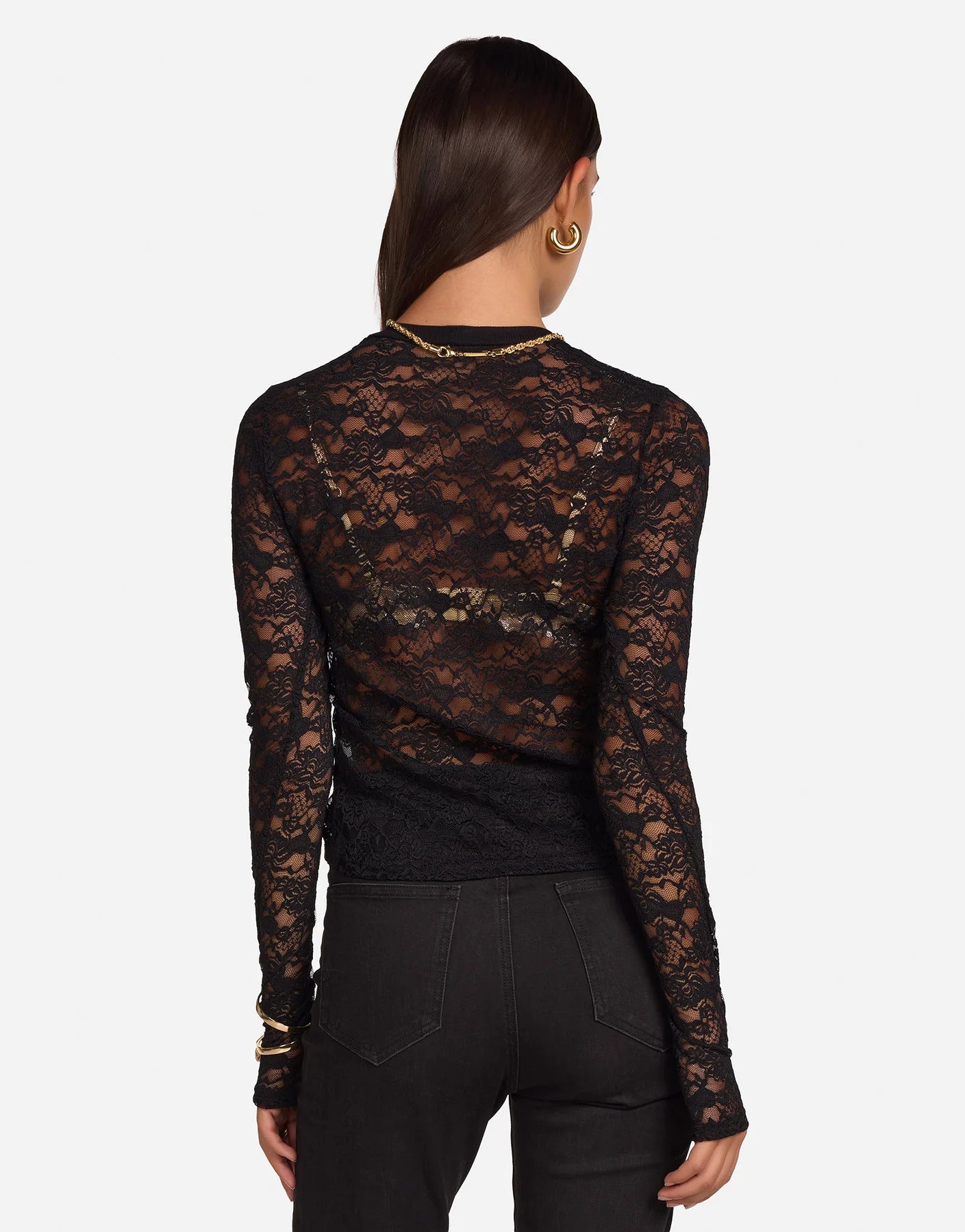 Michael Lauren Vero Black Lace Top