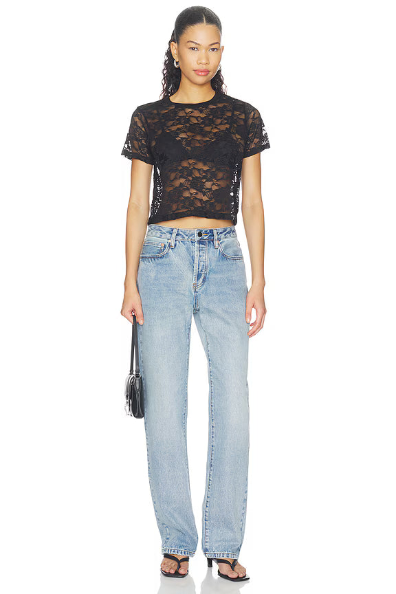 Michael Lauren Lace Crop Baby Tee