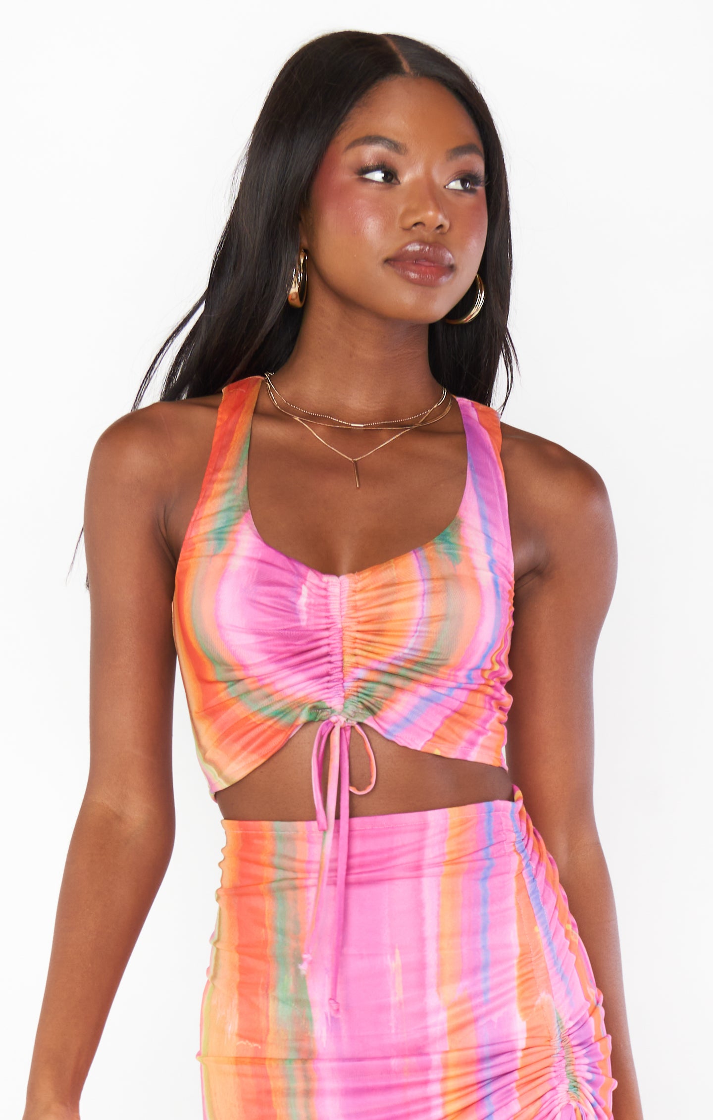 Show Me Your Mumu Hazy Top Sunrise Stripe Mesh in