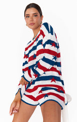 Show Me Your Mumu Boardwalk Shorts Star Spangled Stripe Knit