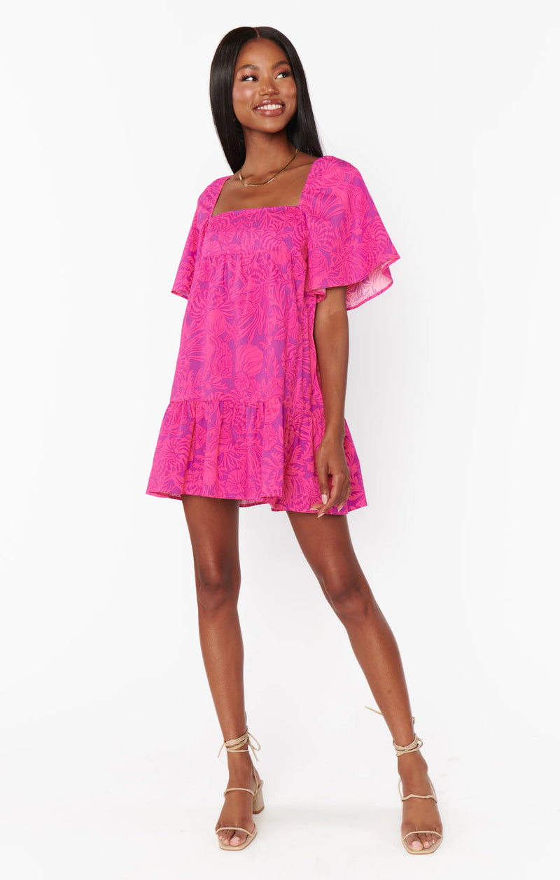 Show Me Your Mumu Erin Mini Dress Pink Shells Poplin