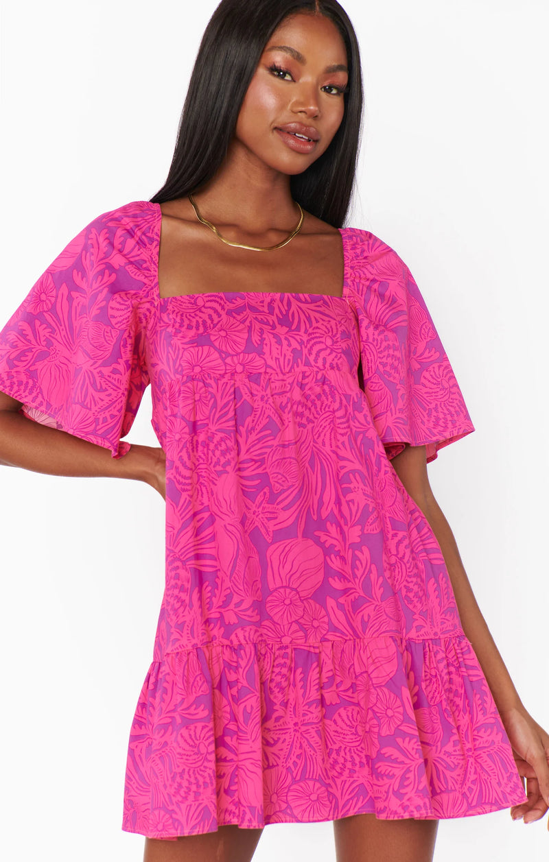 Show Me Your Mumu Erin Mini Dress Pink Shells Poplin*FEB PRE-ORDER*