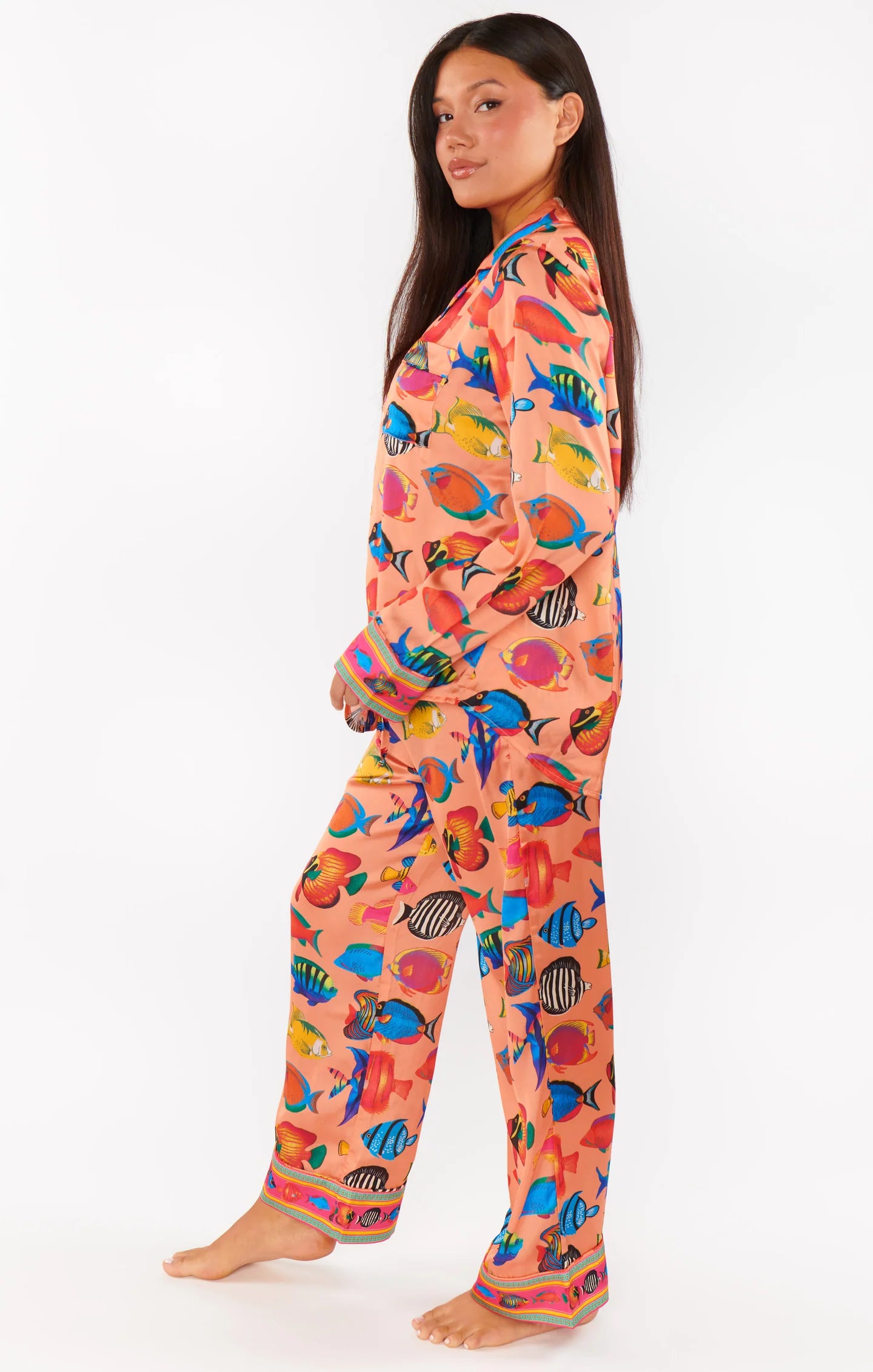 Show Me Your Mumu Classic PJ Set Coral Rainbow Reef Silky