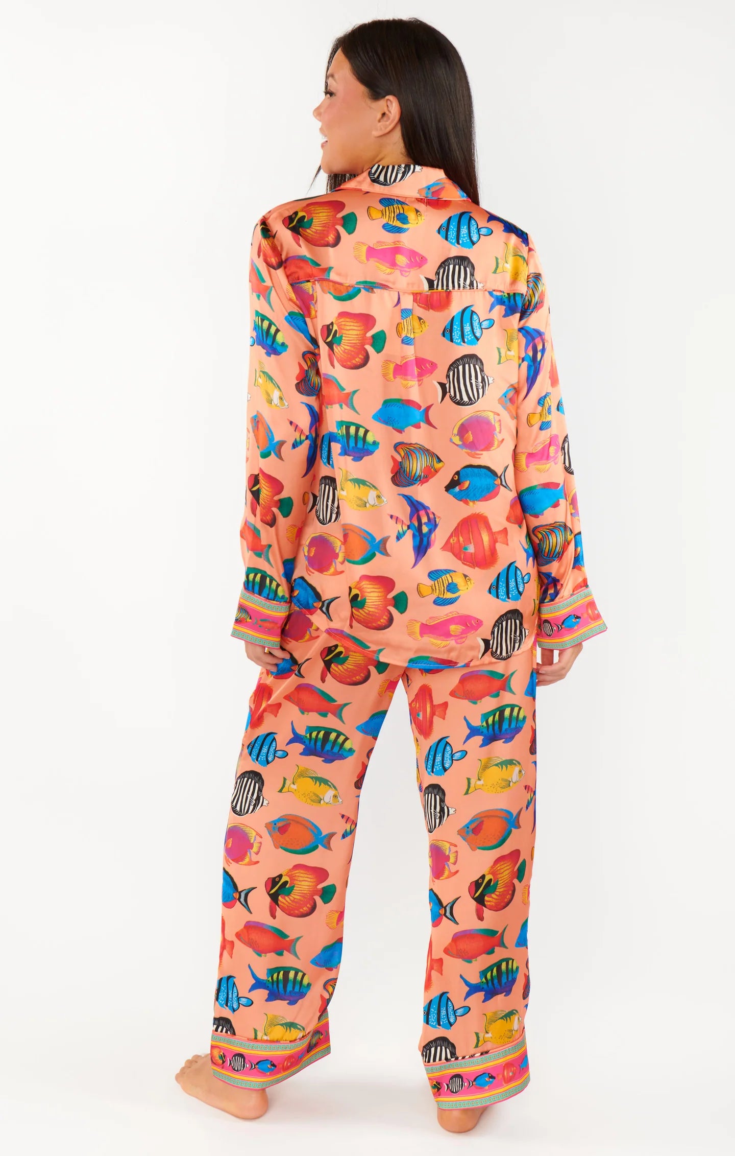 Show Me Your Mumu Classic PJ Set Coral Rainbow Reef Silky