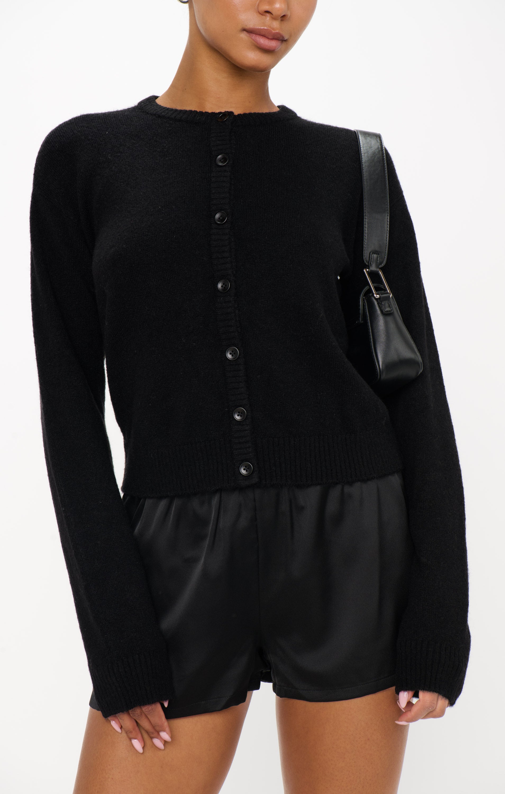 Show Me Your Mumu Throw on Carigan Jet Black Knit