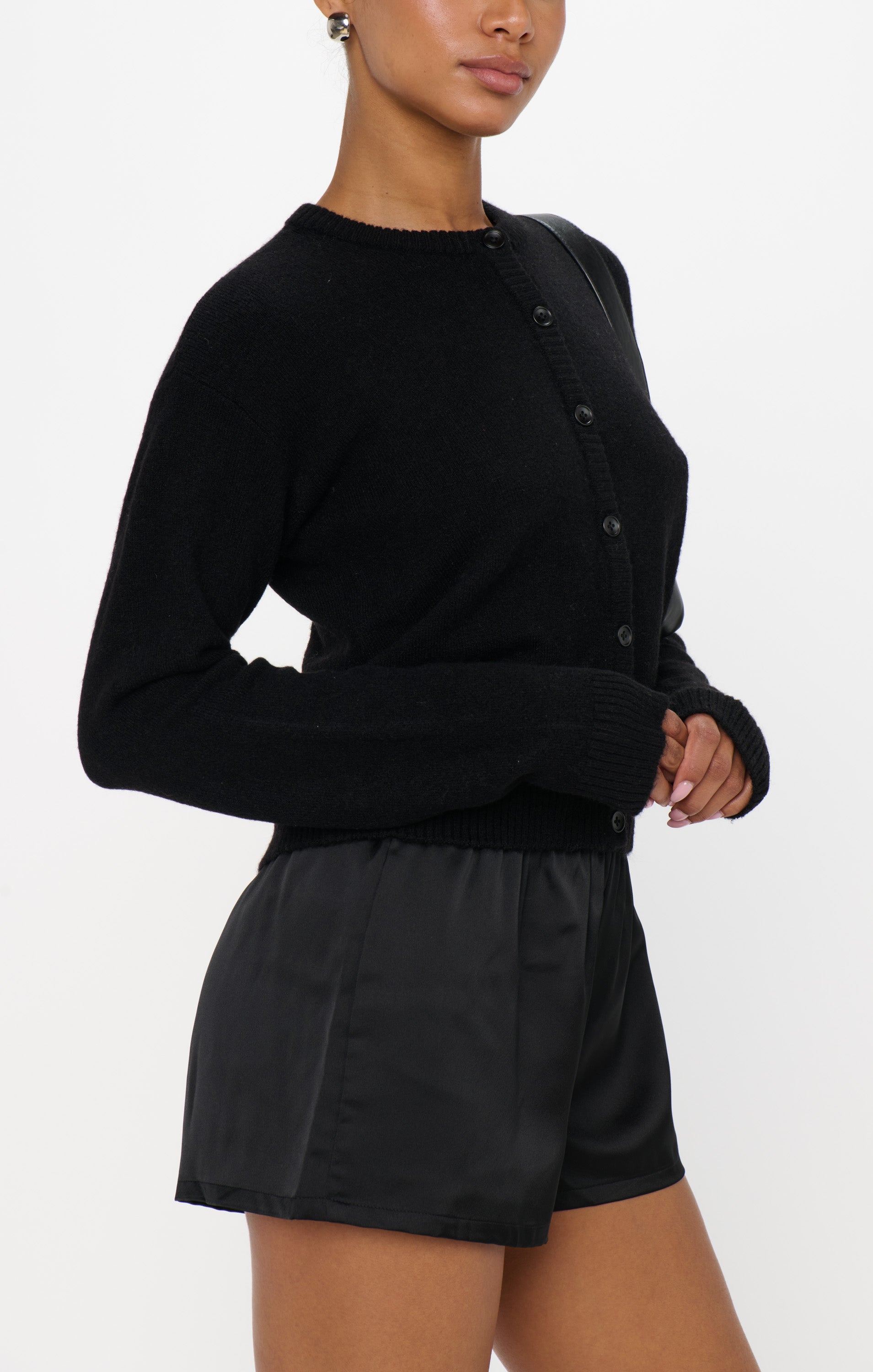 Show Me Your Mumu Throw on Carigan Jet Black Knit