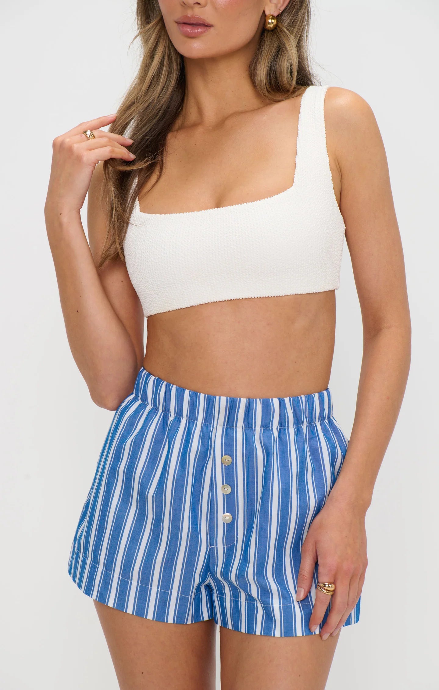 Show Me Your Mumu Max Boxer Shorts Coastal Blue Stripe