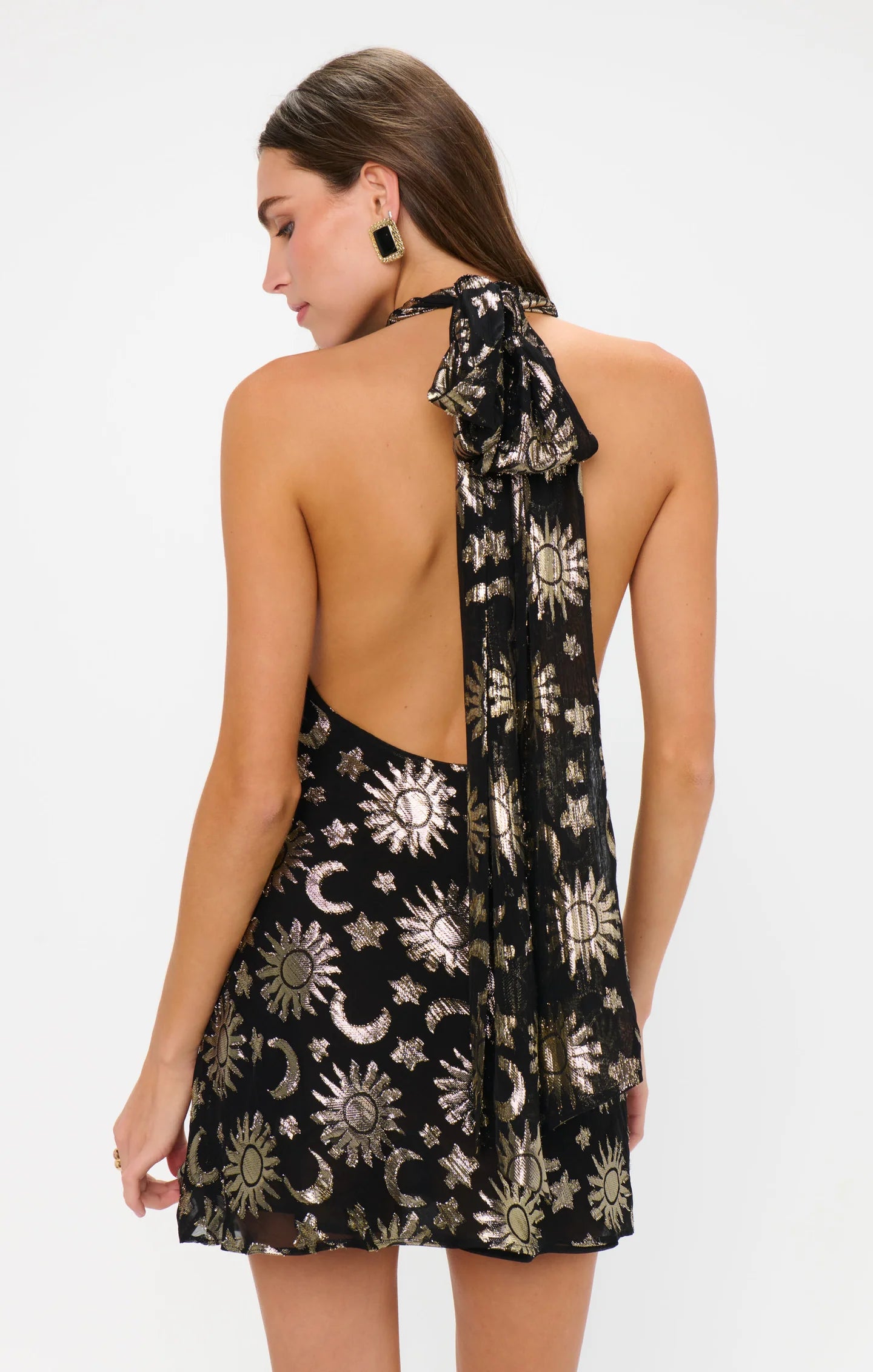 Show Me Your Mumu Lisa Mini Dress Celestial Shimmer Chiffon