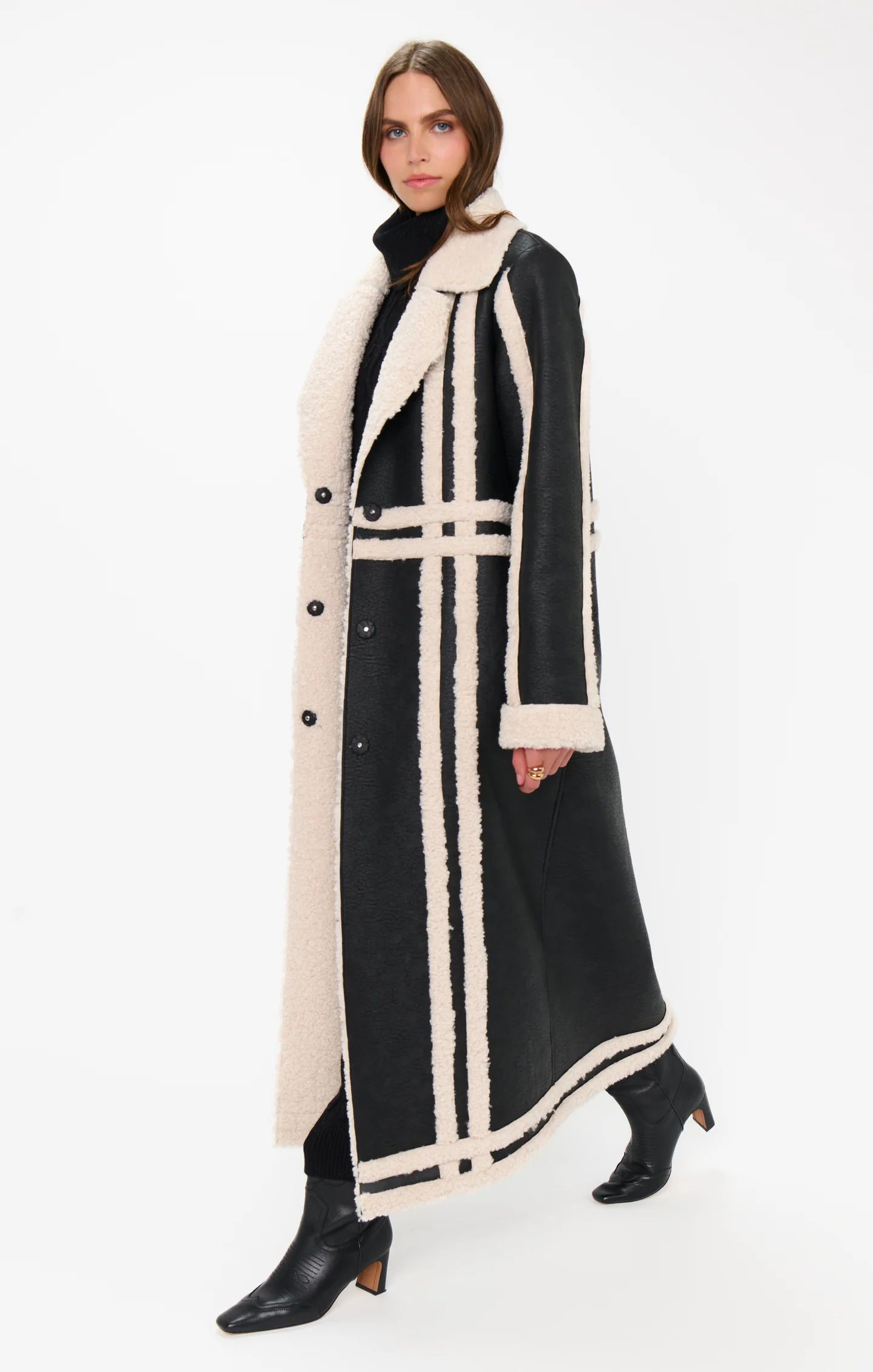 Show Me Your Mumu Swiss Alps Coat Black Faux Leather