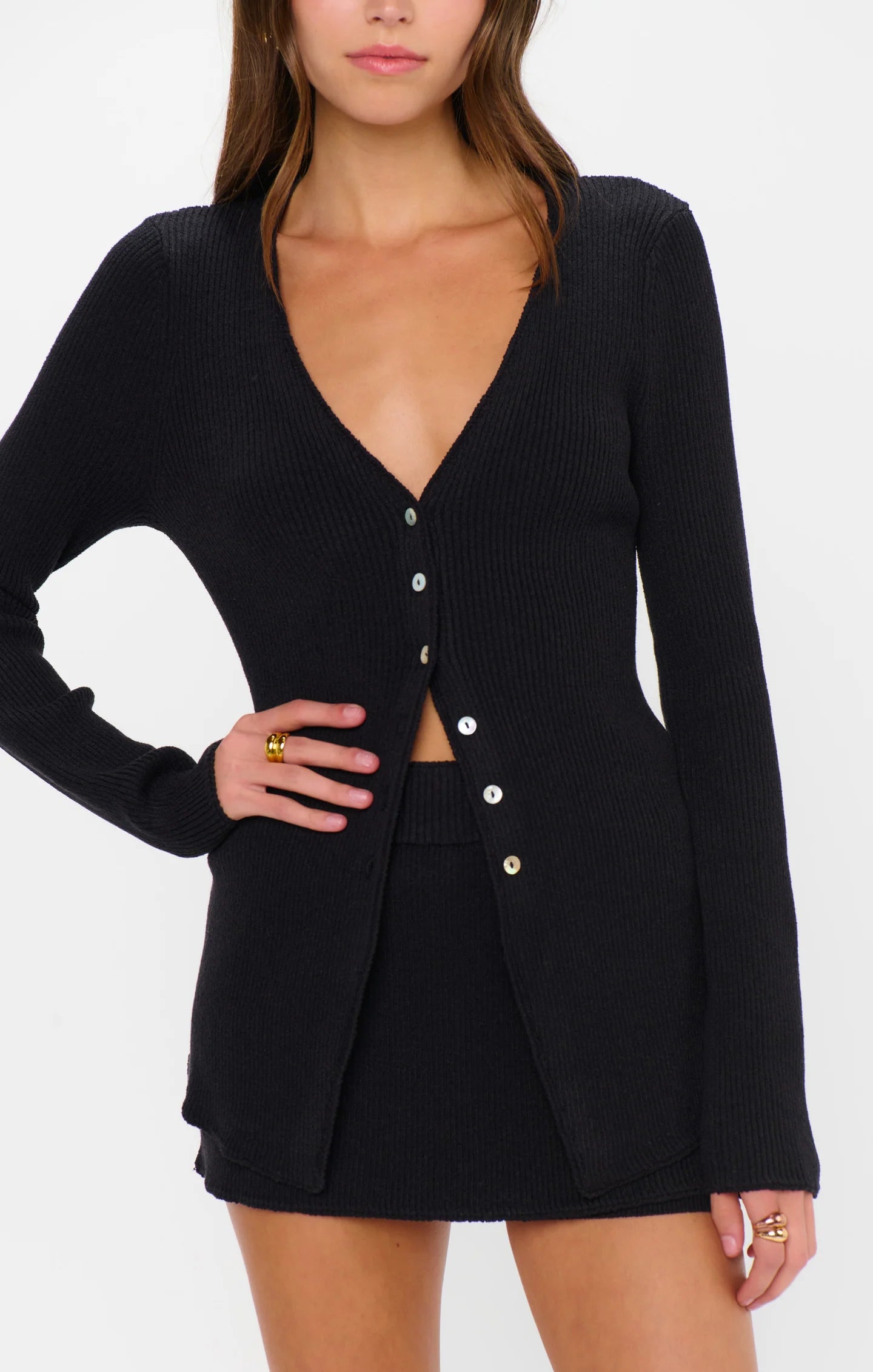 Show Me Your Mumu Josie Top Black Rib Knit