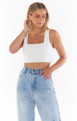 Show Me Your Mumu Ansley Crop Top White