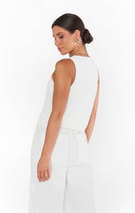 Show Me Your Mumu Time Out Tie Top White Rib Knit