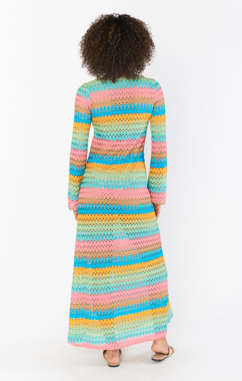 Show Me Your Mumu Vacay Coverup Multi Stripe Crochet