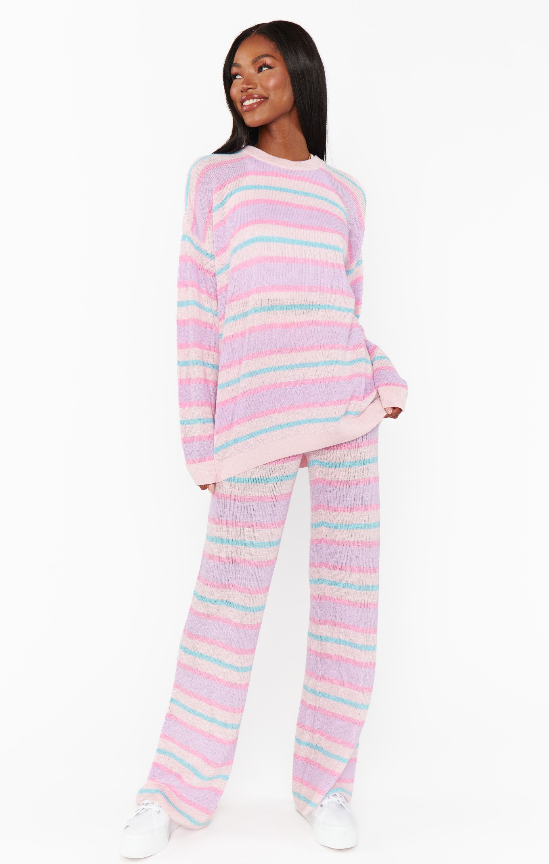 Show Me Your Mumu Feel Good Pants Cotton Candy Stripe Knit