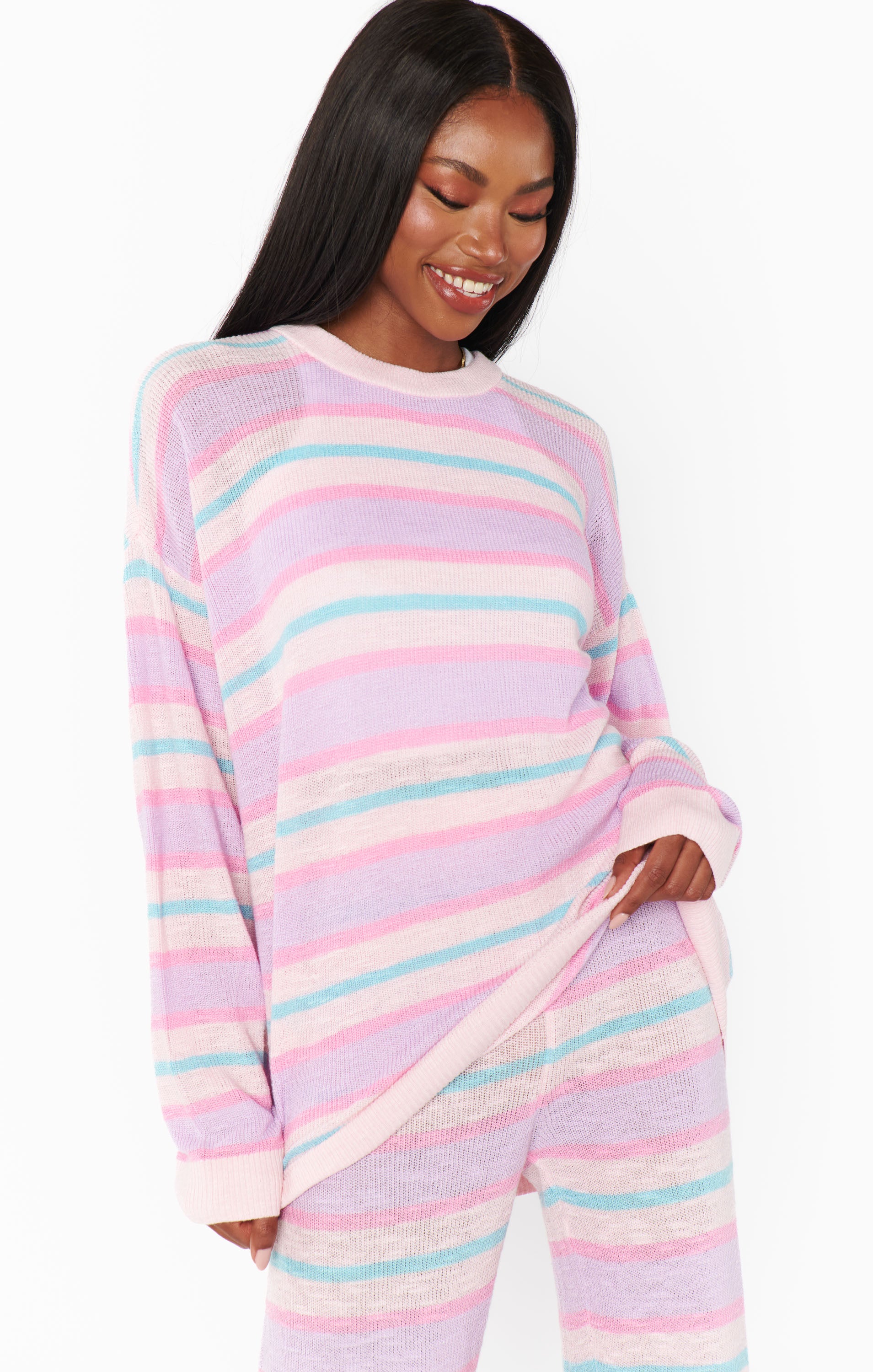 Show Me Your Mumu Feel Good Sweater Cotton Candy Stripe Knit