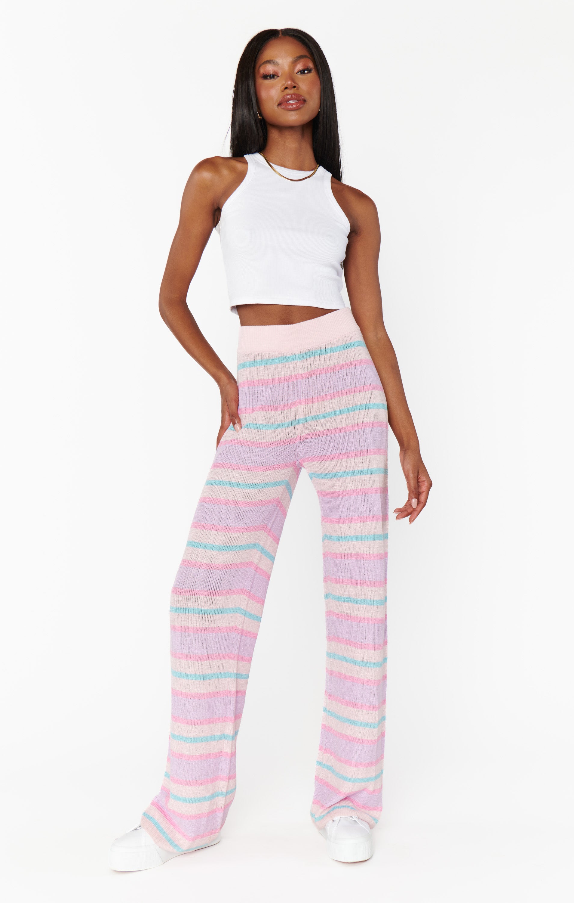 Show Me Your Mumu Feel Good Pants Cotton Candy Stripe Knit