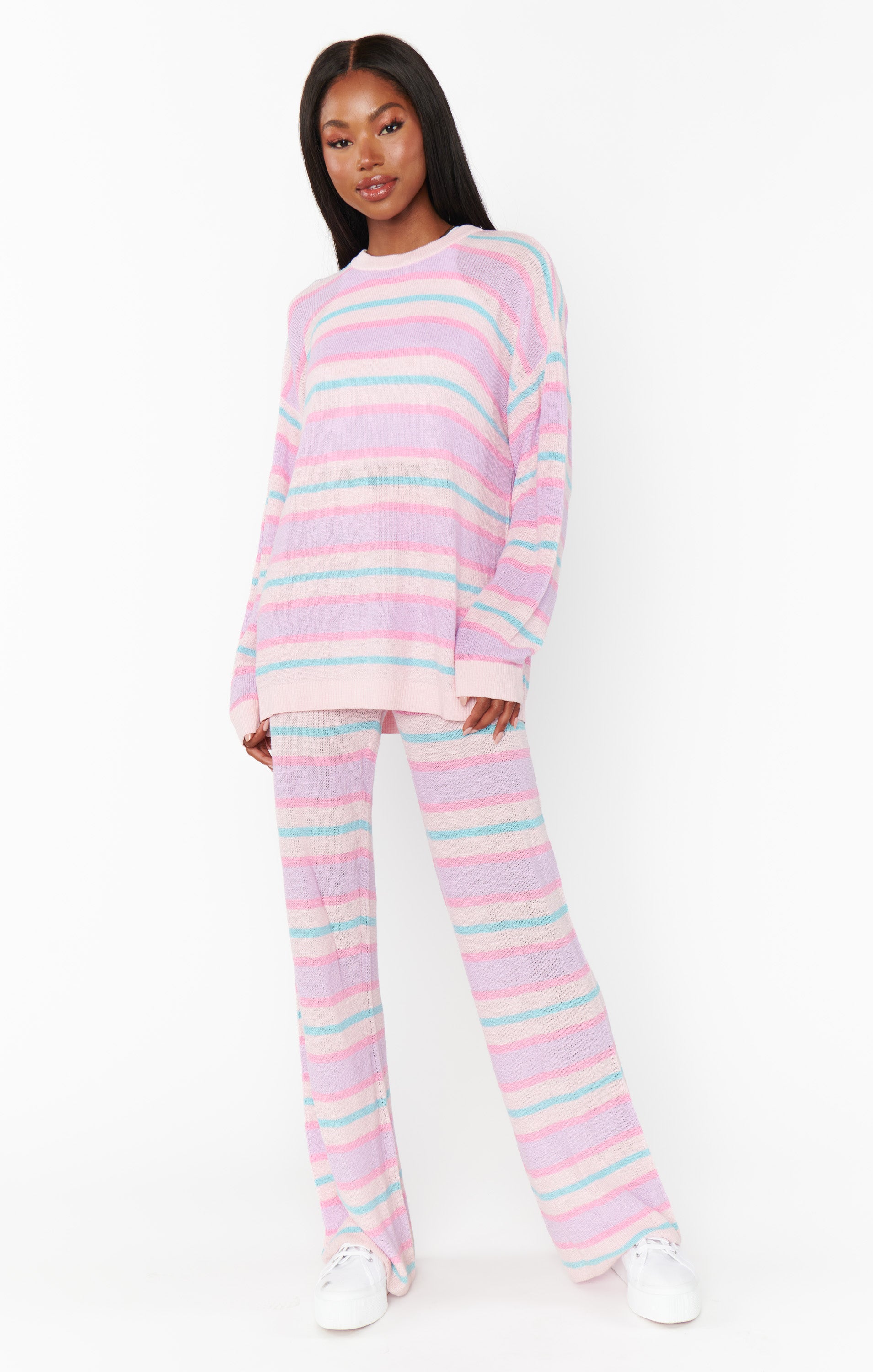 Show Me Your Mumu Feel Good Pants Cotton Candy Stripe Knit