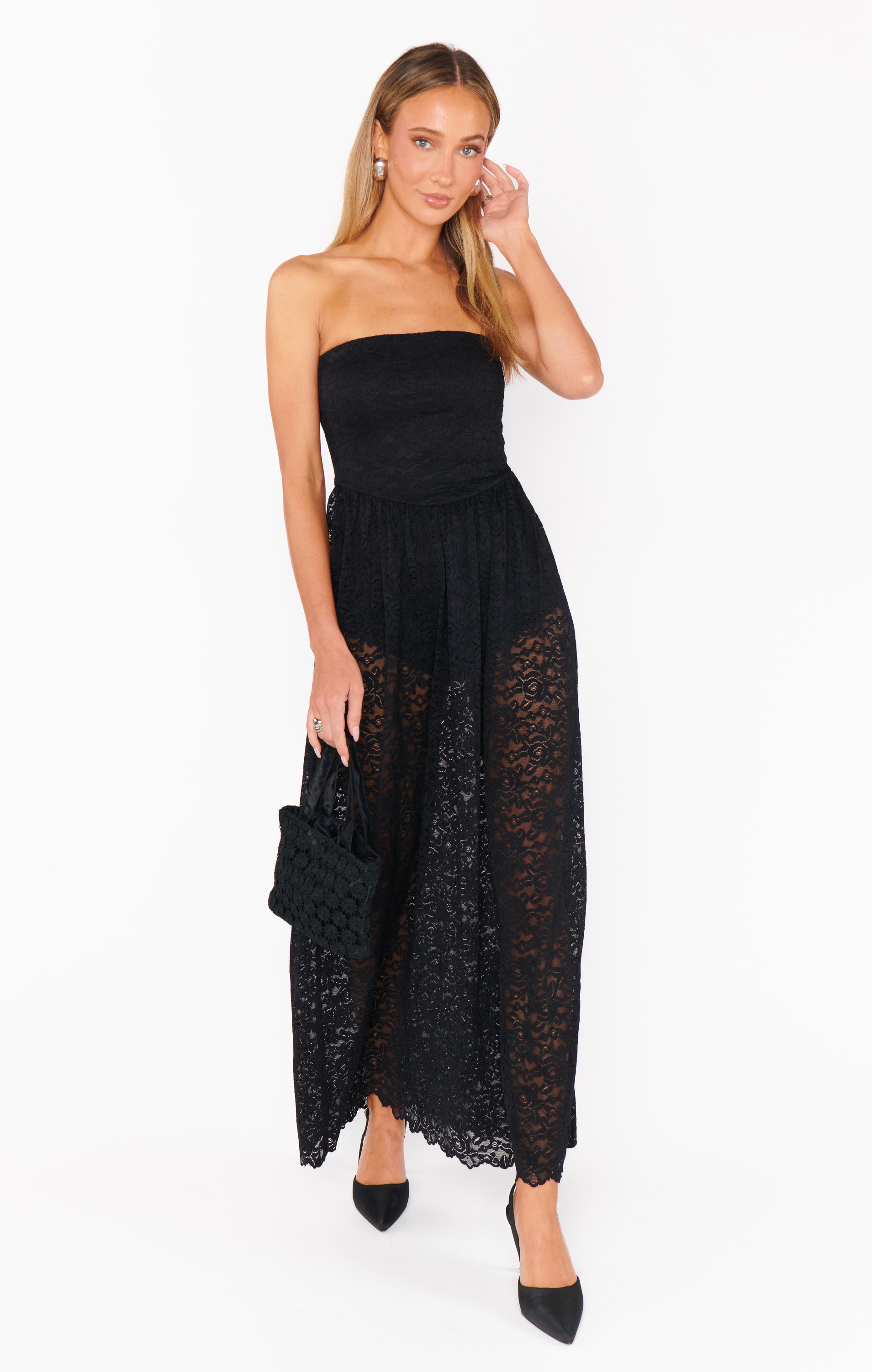 Show Me Your Mumu Diana Drop Waist Dress Black Lovely Lace