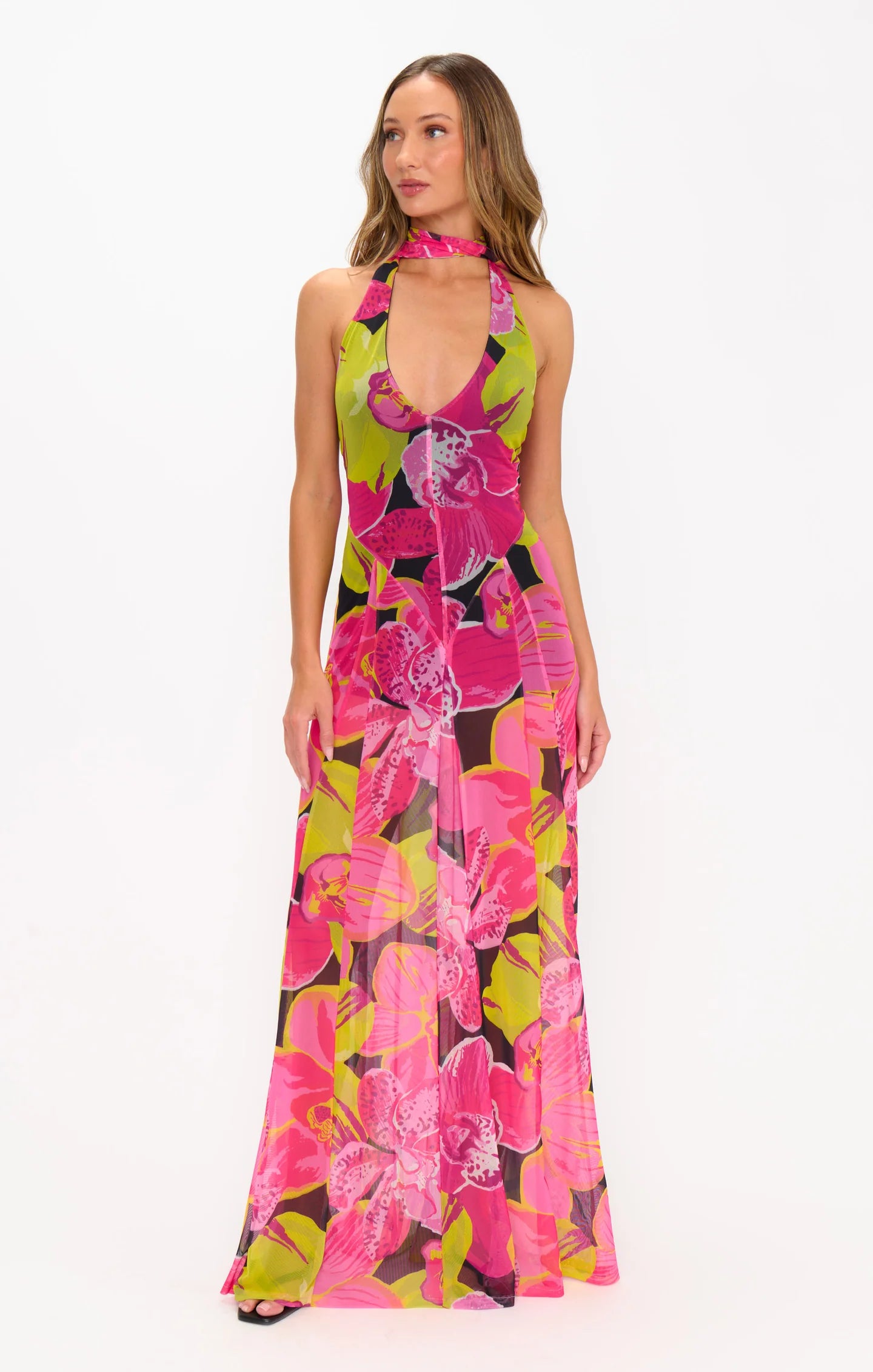 Show Me Your Mumu Katia Maxi Dress Tropic Nights Mesh