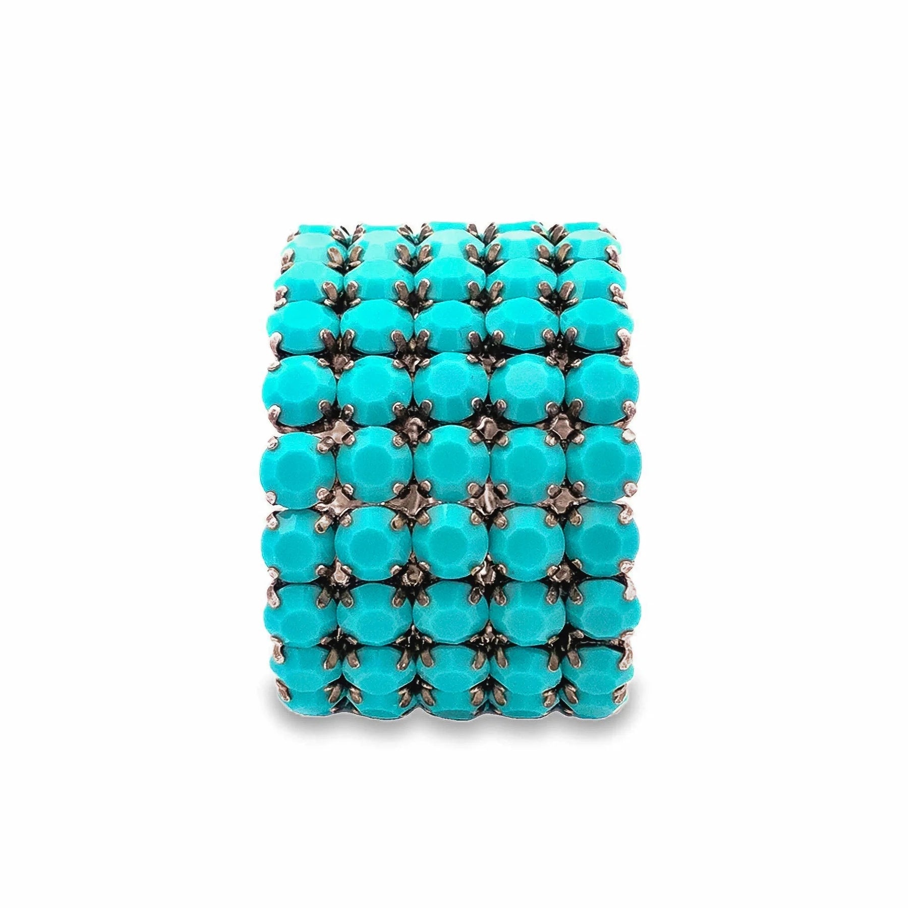 TOVA Olivia 5 Strand Stretch Bracelet in Antique Silver / Turquoise