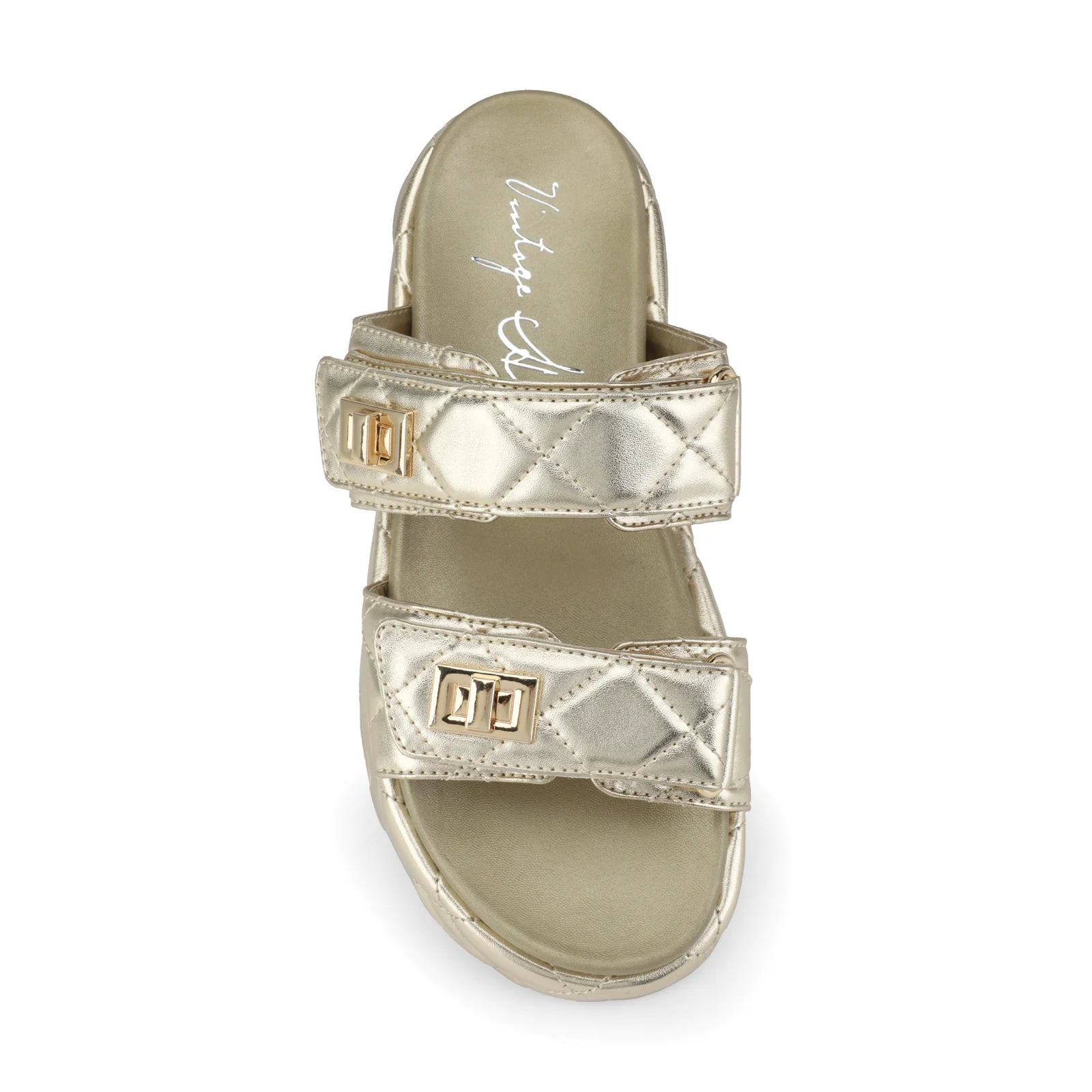 Vintage Havana Onya Gold Quilted Platform Sandal