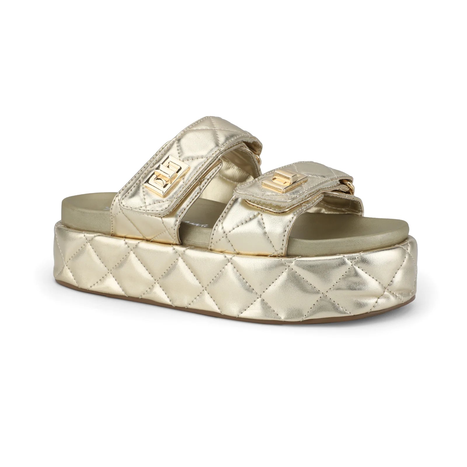 Vintage Havana Onya Gold Quilted Platform Sandal