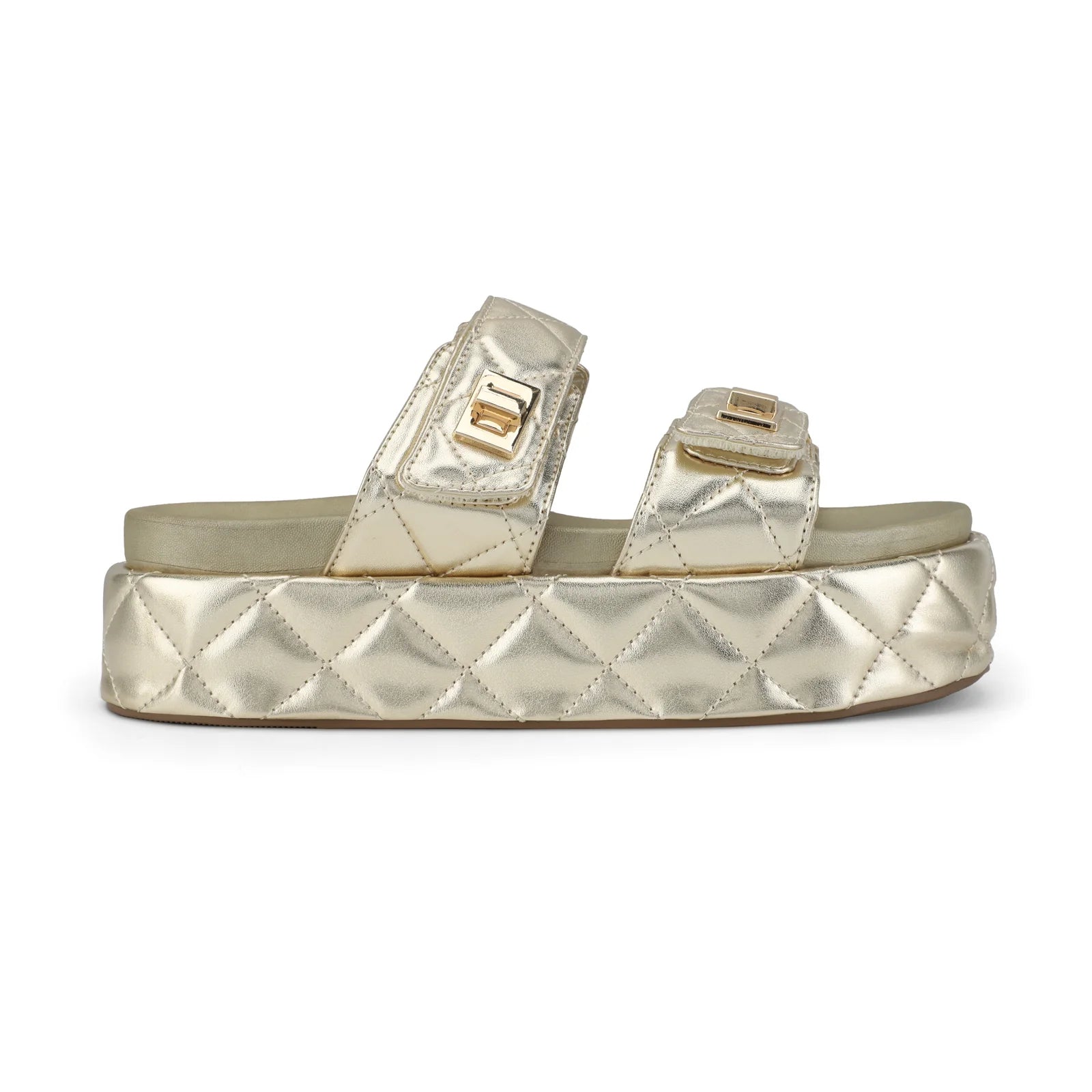 Vintage Havana Onya Gold Quilted Platform Sandal