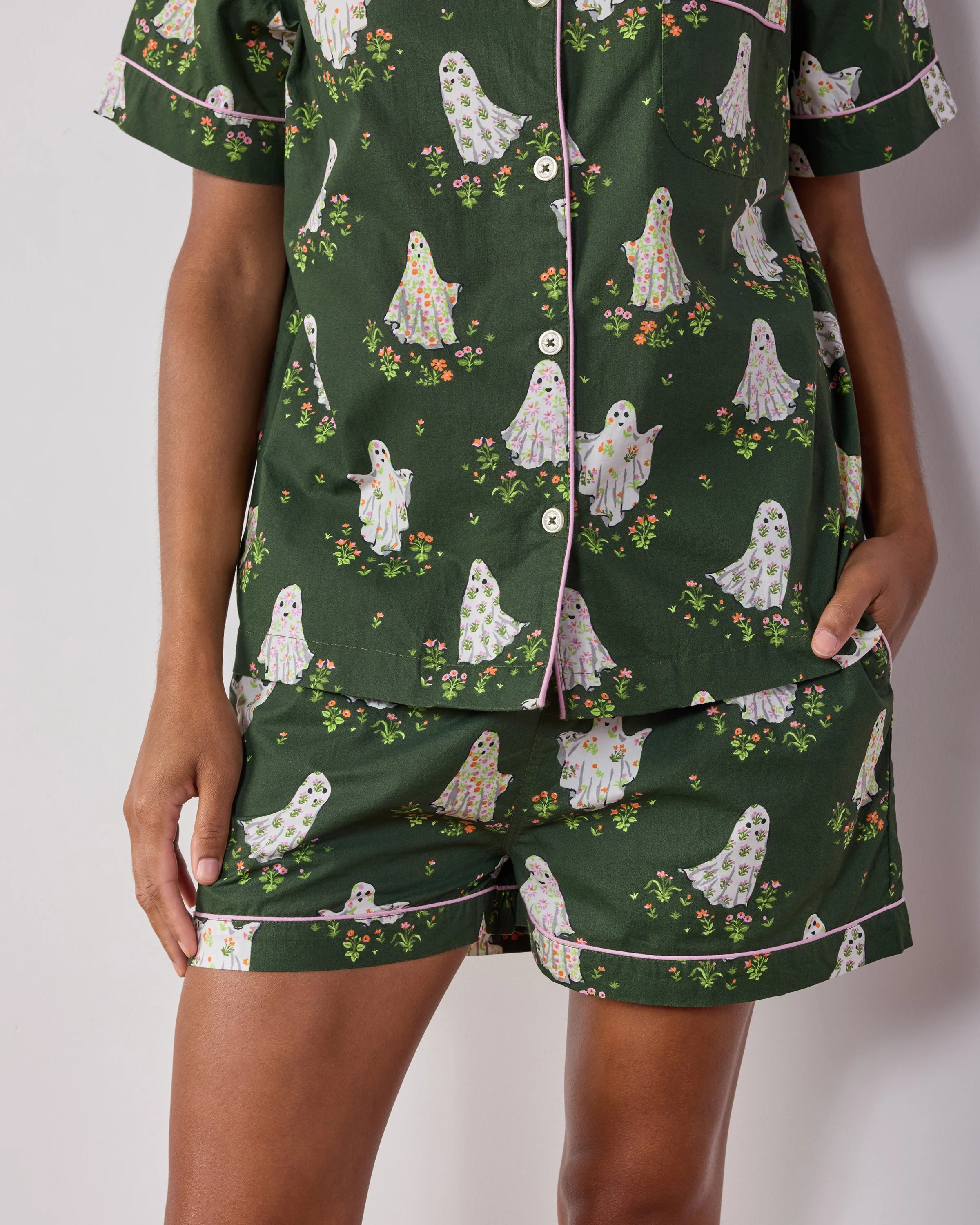 Printfresh Gardening Ghosts Short PJ Set in Overgrown Moss