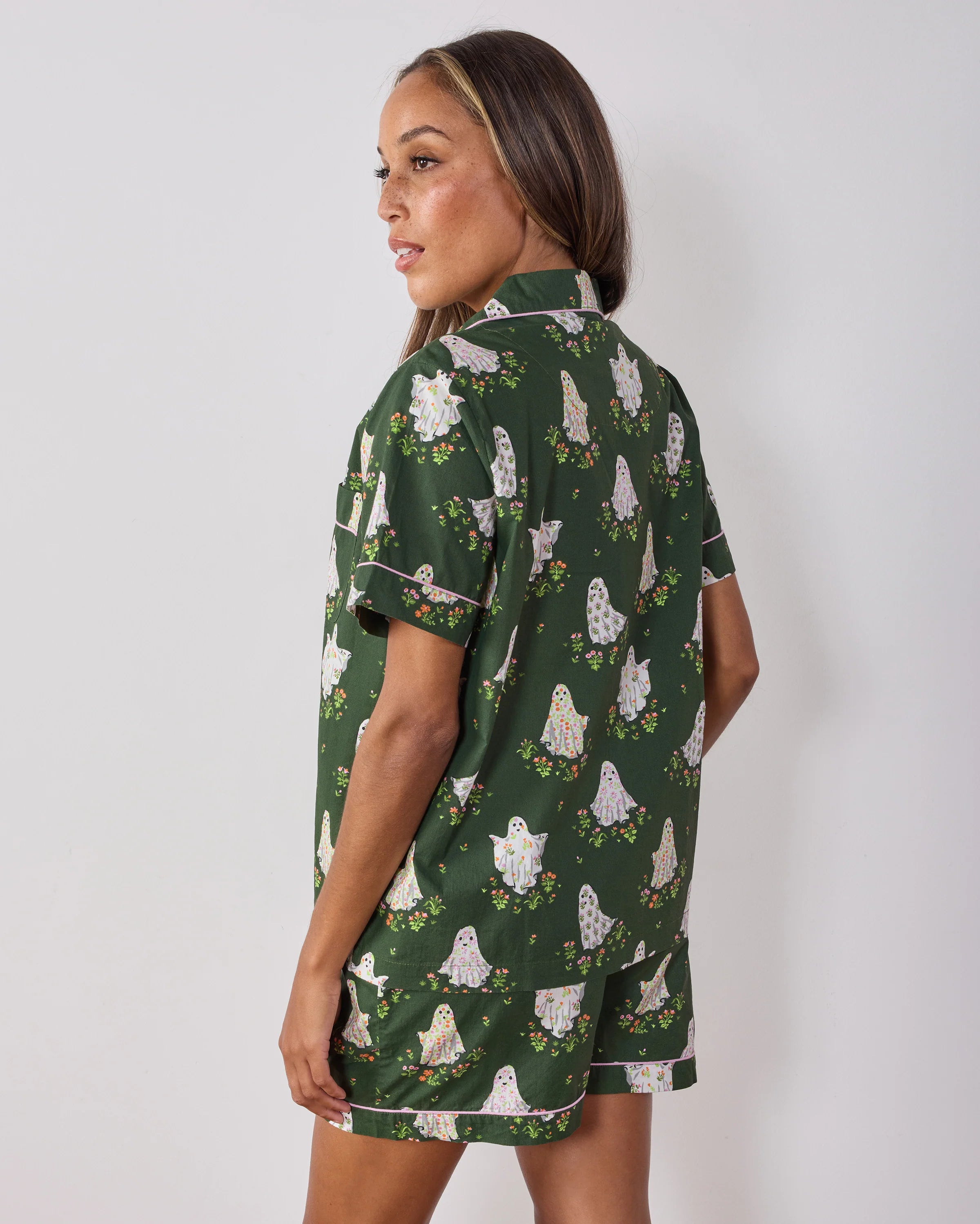 Printfresh Gardening Ghosts Short PJ Set in Overgrown Moss