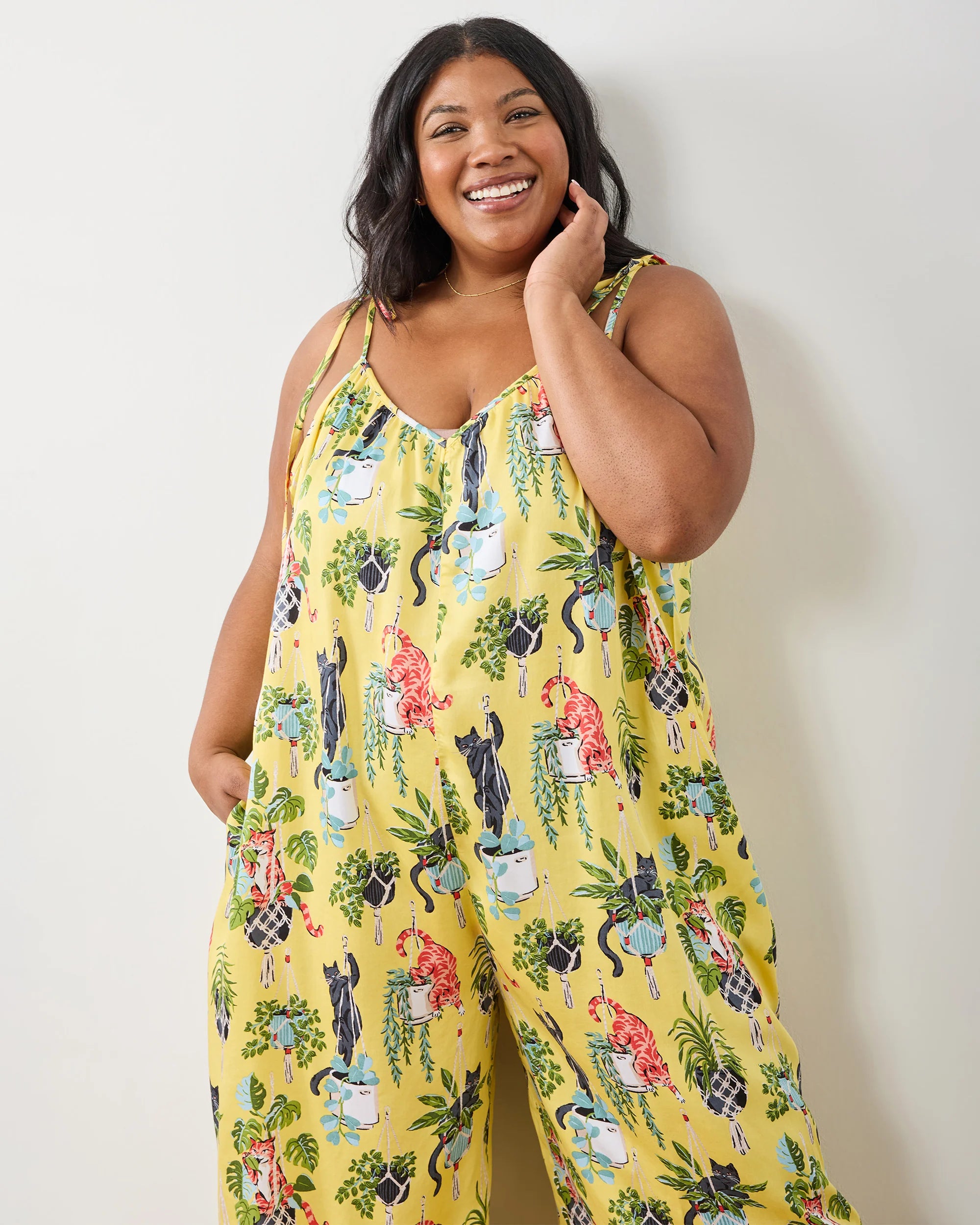 Eco Satin Jaipur Jumpsuit in Macrame Mischief - Sunshine
