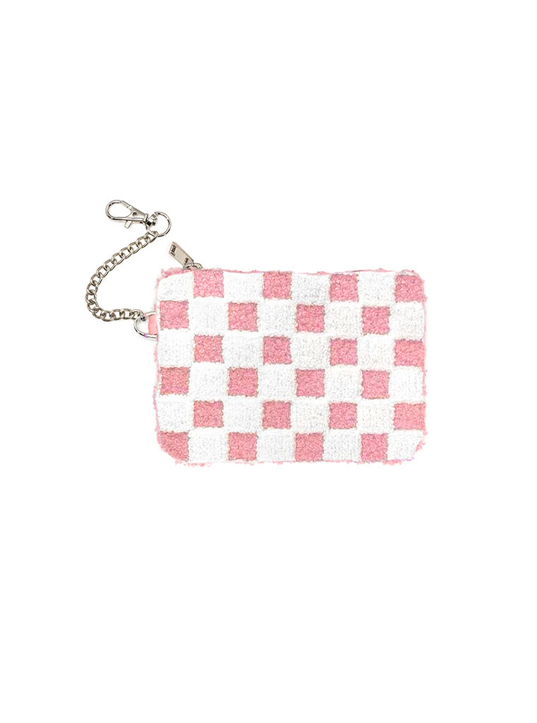 Living Royal Pink Checker Chain Pouch