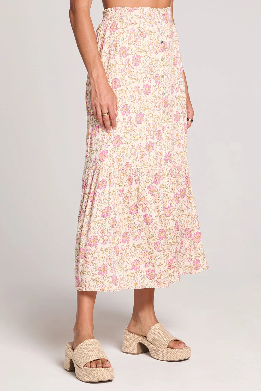 Saltwater Luxe Dagney Midi Skirt Botanical Ivory