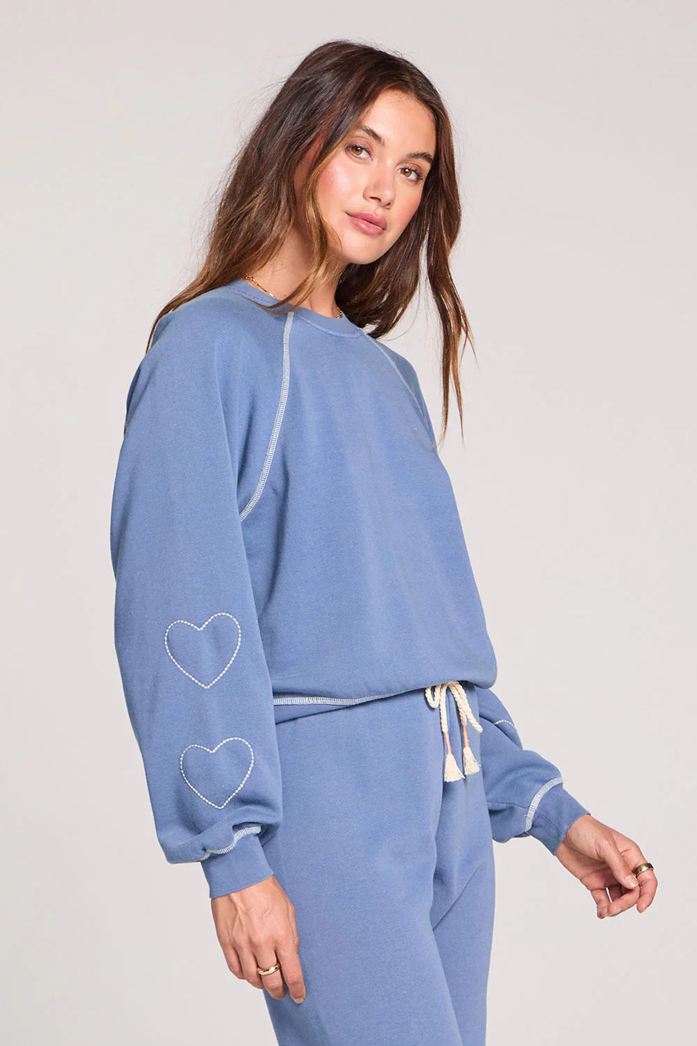 Saltwater Luxe Kevvy Heart-Embroidered Pullover - Cloud Blue