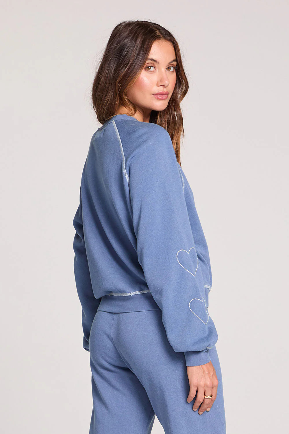 Saltwater Luxe Kevvy Heart-Embroidered Pullover - Cloud Blue