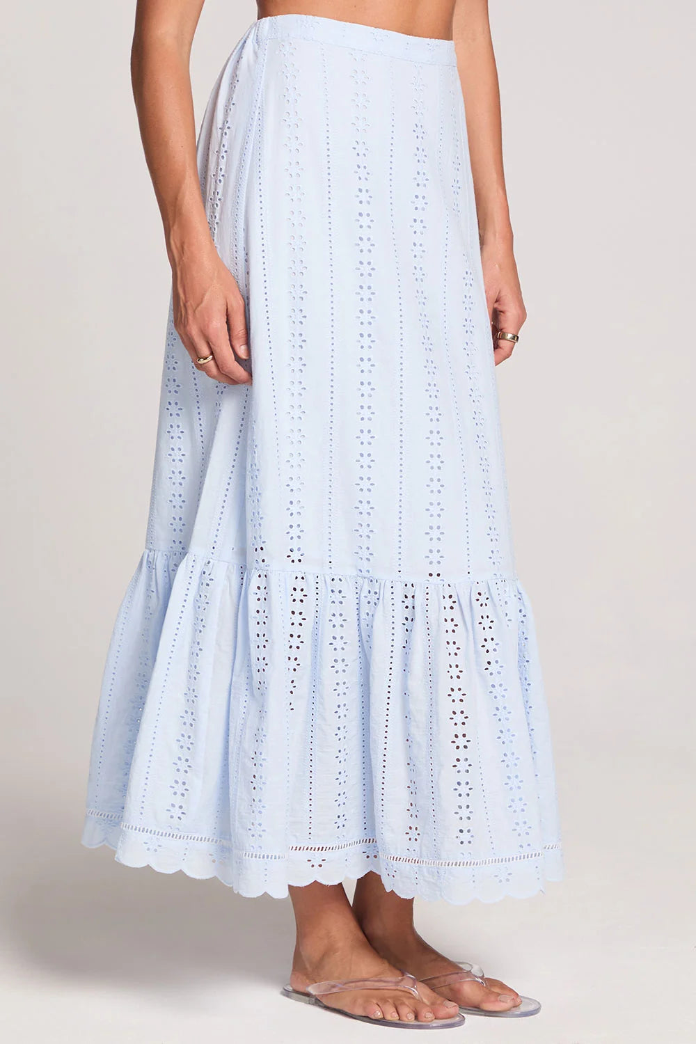 Saltwater Luxe Tatumn Maxi Skirt Sky Blue Eyelet