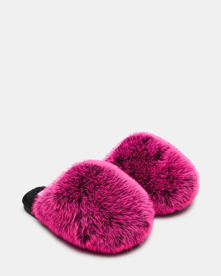 Steve Madden Poof Fushia Slip -On Faux Fur