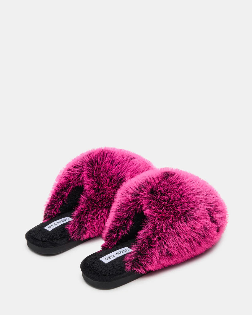 Steve Madden Poof Fushia Slip -On Faux Fur