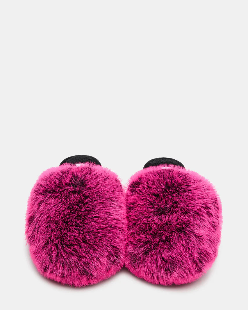 Steve Madden Poof Fushia Slip -On Faux Fur