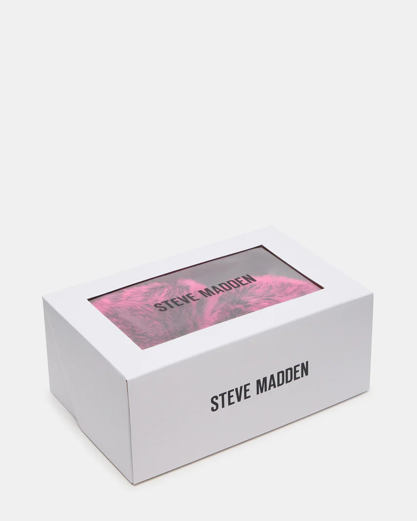 Steve Madden Poof Fushia Slip -On Faux Fur