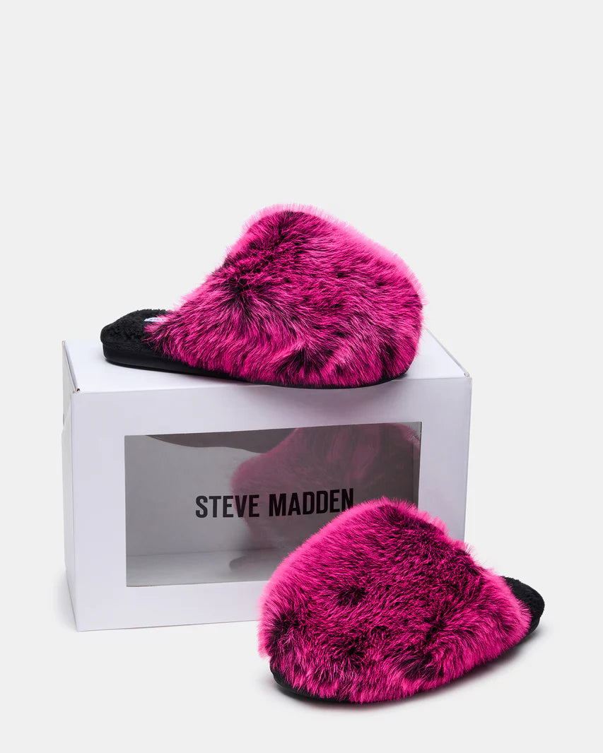 Steve Madden Poof Fushia Slip -On Faux Fur
