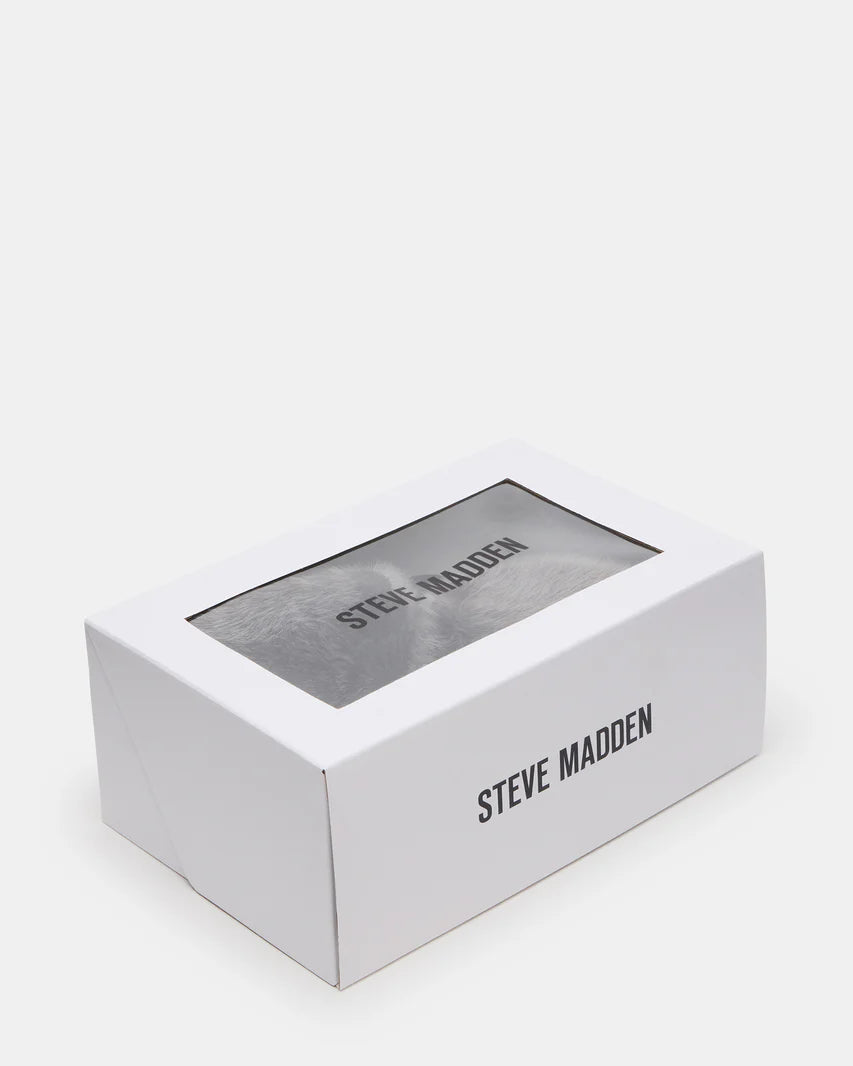Steve Madden Poof Grey Slip -On Faux Fur