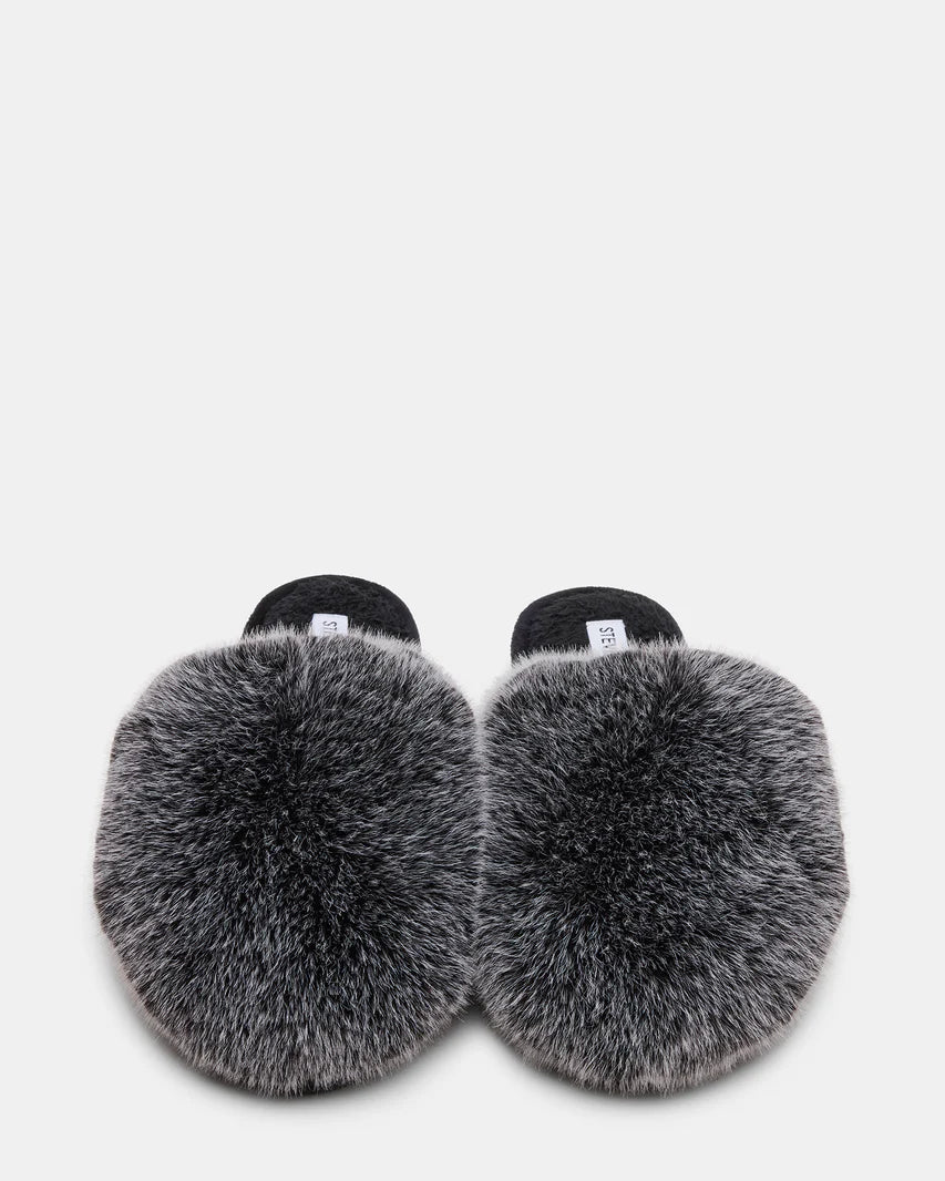Steve Madden Poof Grey Slip -On Faux Fur