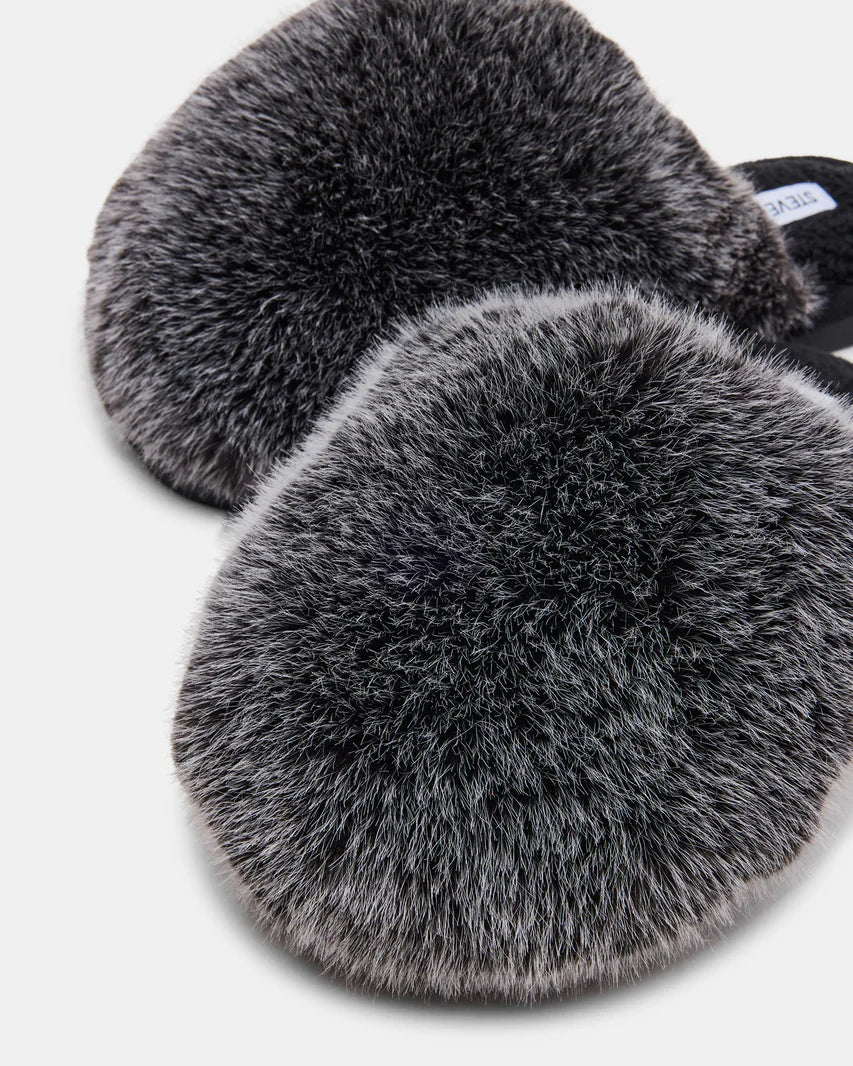 Steve Madden Poof Grey Slip -On Faux Fur
