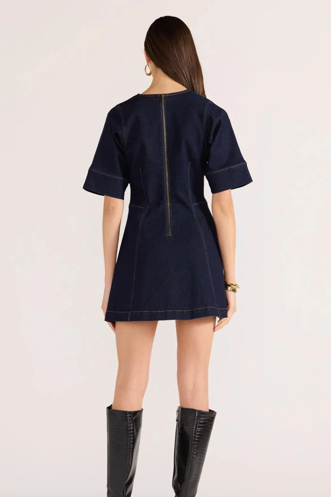 MINKPINK Raya Denim Short Sleeve Mini Dress