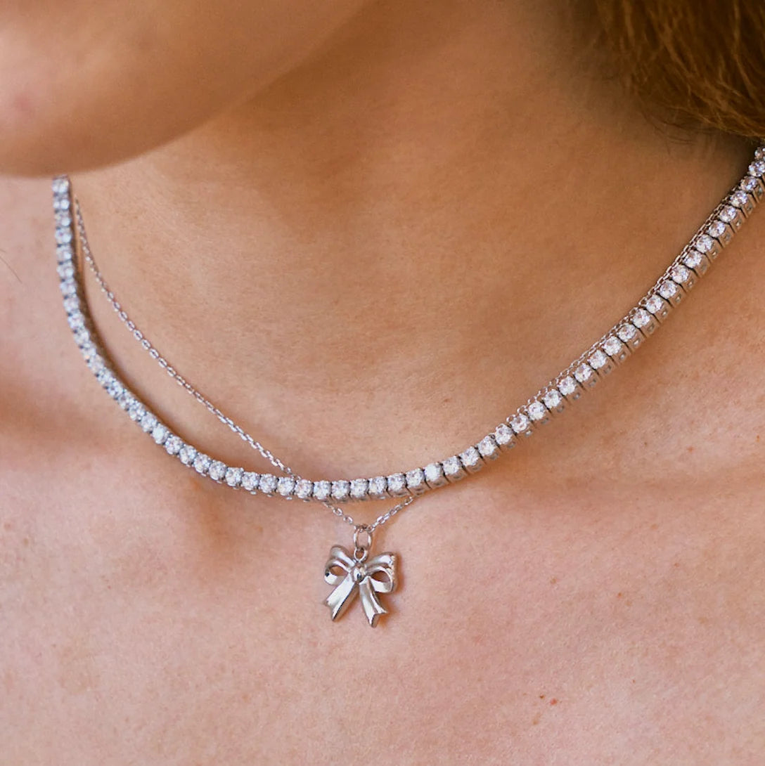 Nikki Smith Silver Gigi Tennis Necklace - 15"