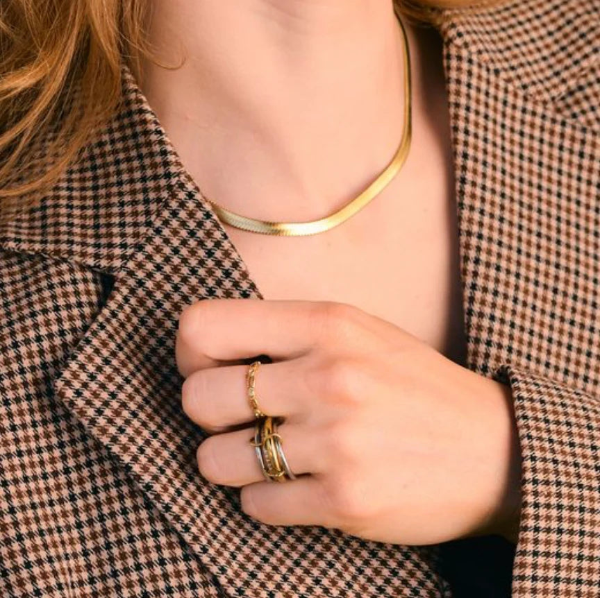 Nikki Smith Gold Herringbone Necklace - 5MM
